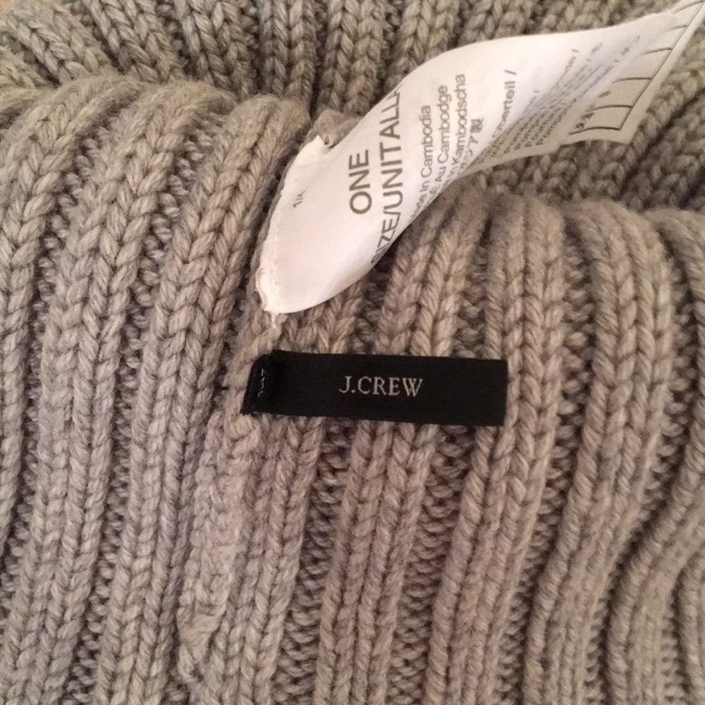 J. Crew Gray and Brown Ribbed Knit Hat with Pom-Pom - Picture 3 of 13